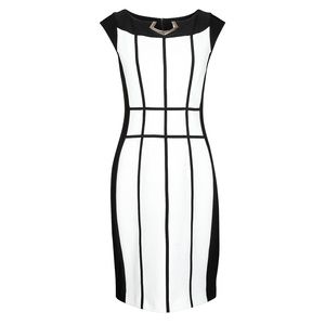 Joseph Ribkoff Black & White Slimming Cocktail Dress, Size 10